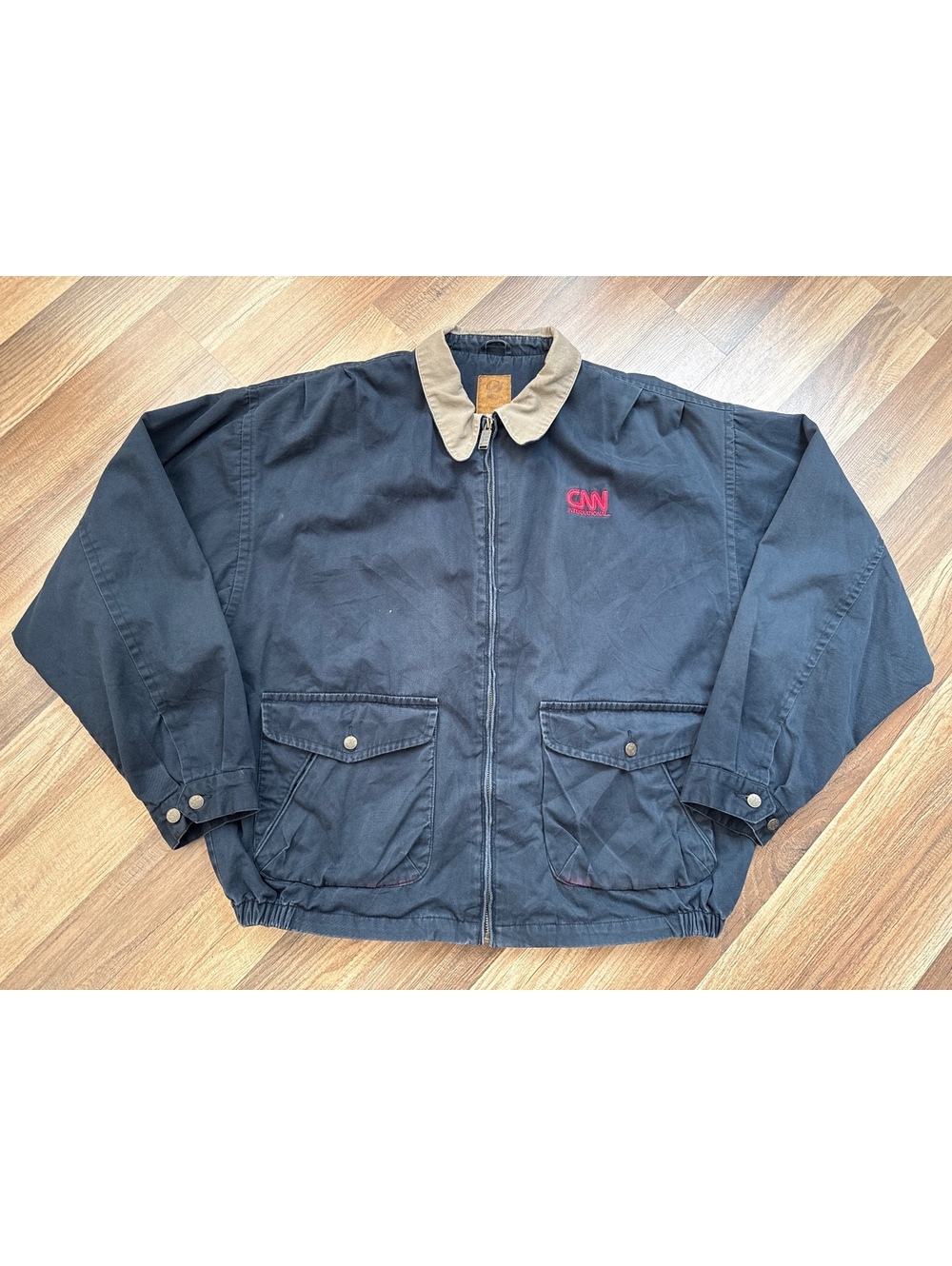 Vintage CNN International Cedar Jacket Men's XL Embroidered Logo Coat